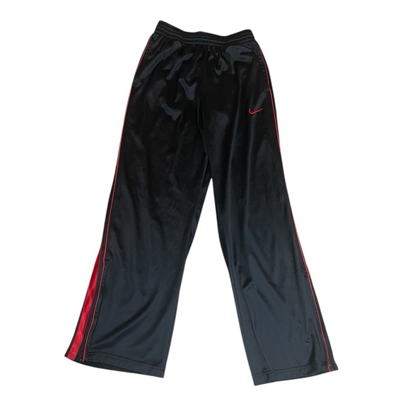 Nike Mens SM Black Red Practice Overtime Basketball Sweat Track Pants Zip Ankle - Picture 1 of 9